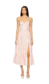 V. Chapman Lorenza Midi Dress In Light Pink Tapestry Rose