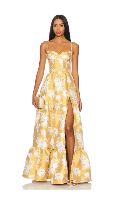 V. Chapman Lucetta Gown In Gold Baroque Floral