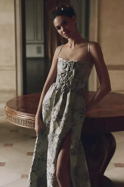 V. Chapman Margaret Brocade Mermaid Dress In Brown
