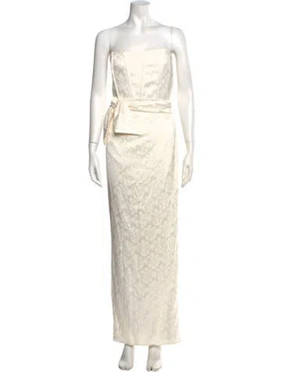Pre-owned V. Chapman Patterned Long Dress In Neutral