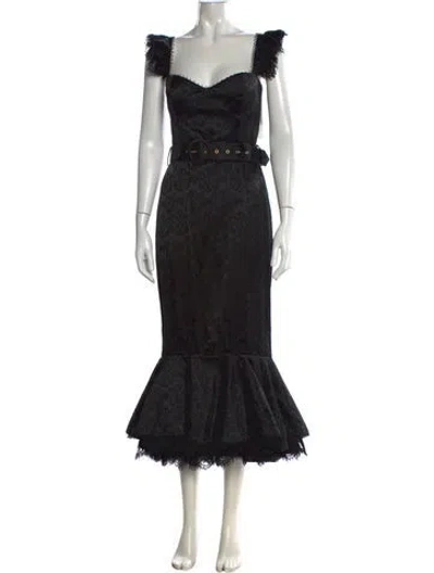 Pre-owned V. Chapman Patterned Midi Length Dress In Black
