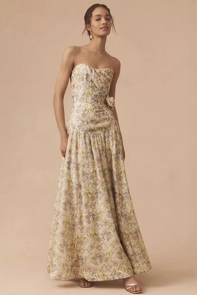 V. Chapman Rosamund Organza Strapless Sweetheart Corset Drop-waist Maxi Gown