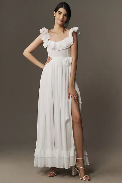 V. Chapman Rosetta Corset Off-the-shoulder Maxi Dress In White