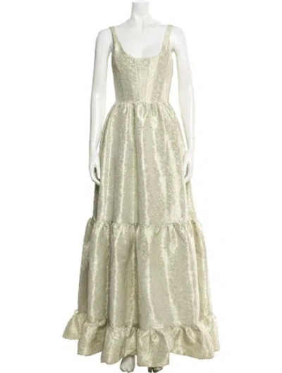 Pre-owned V. Chapman Scoop Neck Long Dress In Silver