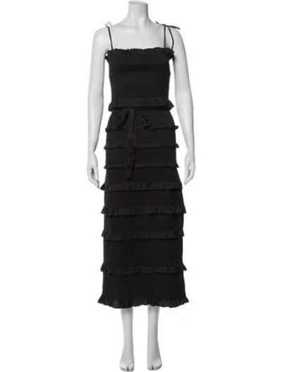 Pre-owned V. Chapman Square Neckline Long Dress In Black