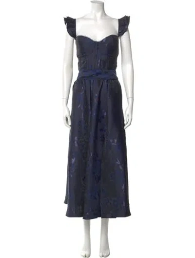 Pre-owned V. Chapman Square Neckline Long Dress In Blue