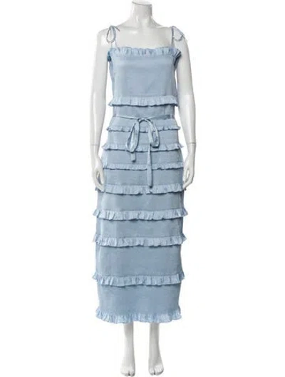 Pre-owned V. Chapman Square Neckline Long Dress In Blue