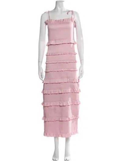 Pre-owned V. Chapman Square Neckline Long Dress In Pink