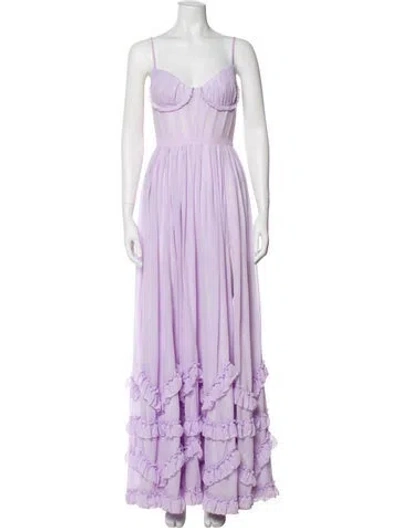Pre-owned V. Chapman Square Neckline Long Dress In Purple