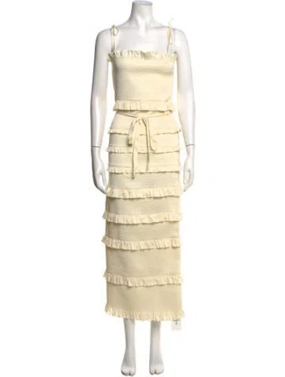 Pre-owned V. Chapman Square Neckline Long Dress W/ Tags In Neutrals