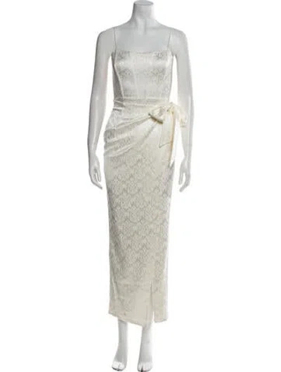 Pre-owned V. Chapman Square Neckline Long Dress In White