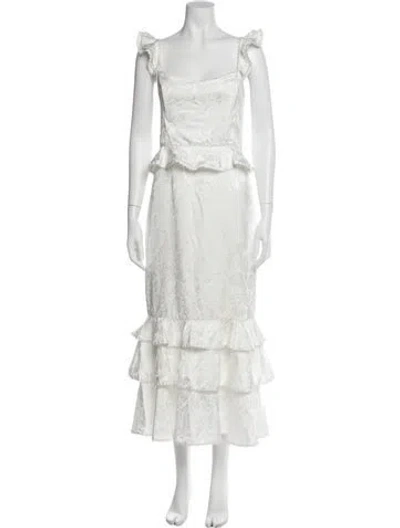 Pre-owned V. Chapman Square Neckline Long Dress In White