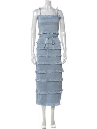 Pre-owned V. Chapman Square Neckline Midi Length Dress In Blue