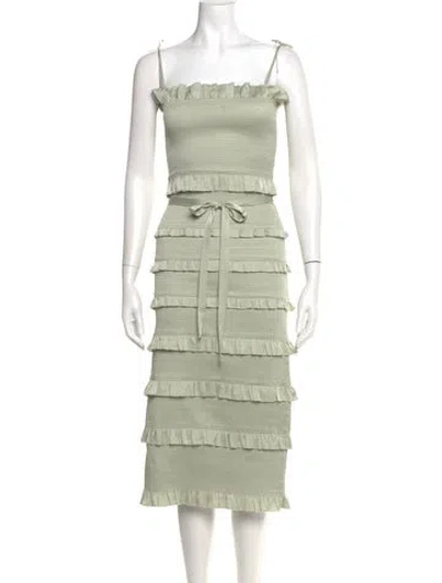 Pre-owned V. Chapman Square Neckline Midi Length Dress In Green