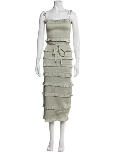 Pre-owned V. Chapman Square Neckline Midi Length Dress In Green