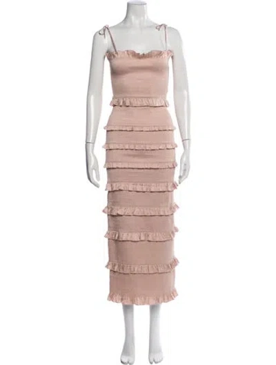 Pre-owned V. Chapman Square Neckline Midi Length Dress In Pink