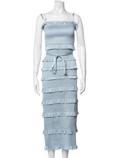 Pre-owned V. Chapman Square Neckline Midi Length Dress W/ Tags In Blue