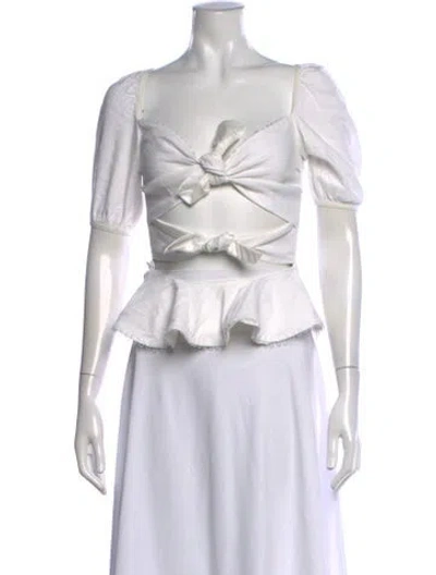 Pre-owned V. Chapman Square Neckline Short Sleeve Crop Top In Neutrals