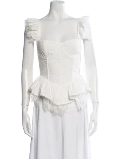 Pre-owned V. Chapman Square Neckline Short Sleeve Top In Neutral