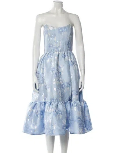 Pre-owned V. Chapman Strapless Knee-length Dress In Blue