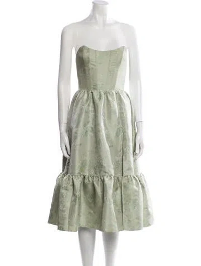 Pre-owned V. Chapman Strapless Knee-length Dress In Green