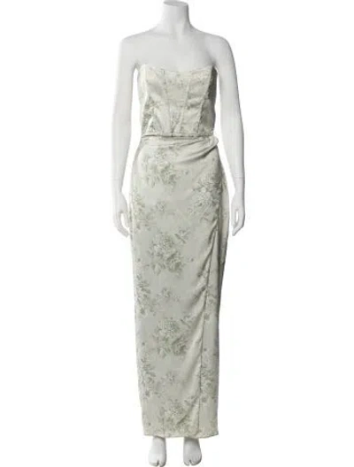 Pre-owned V. Chapman Strapless Long Dress In Green