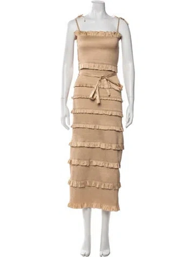 Pre-owned V. Chapman Strapless Midi Length Dress In Brown
