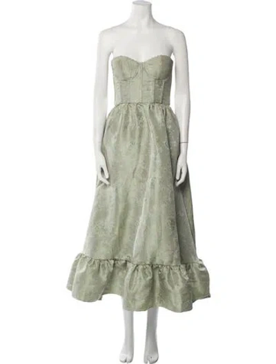 Pre-owned V. Chapman Strapless Midi Length Dress In Green