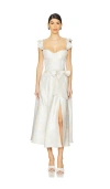 V. Chapman Vera Corset Midi Dress In Sky Windsor Brocade