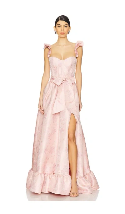 V. Chapman Veronica Gown In Light Pink Windsor Brocade