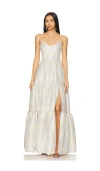 V. Chapman Vivian Coreset Gown In Sky Windsor Brocade