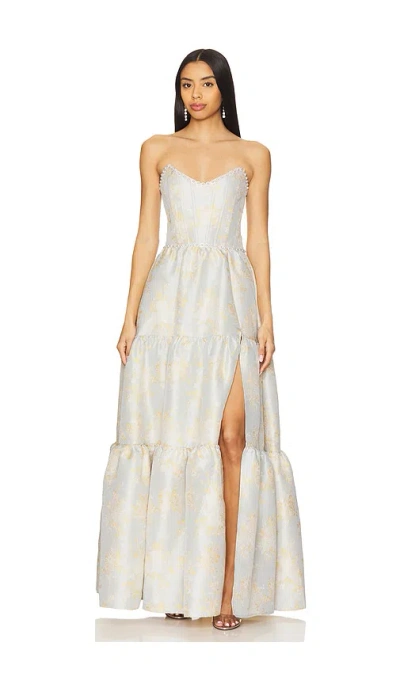 V. Chapman Vivian Coreset Gown In Sky Windsor Brocade