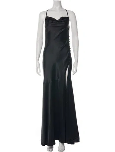 Pre-owned V. Chapman V-neck Long Dress In Green