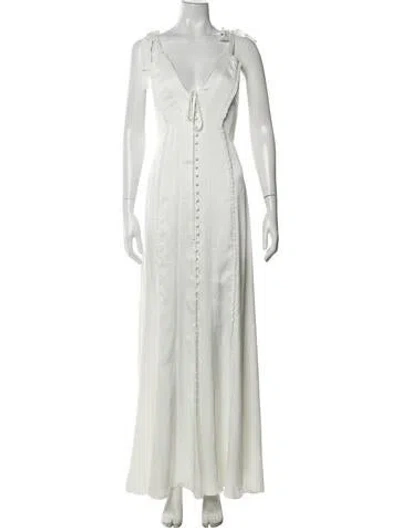 Pre-owned V. Chapman V-neck Long Dress W/ Tags In White