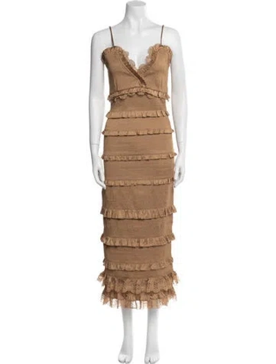 Pre-owned V. Chapman V-neck Long Dress W/ Tags In Yellow