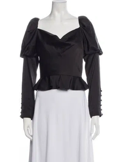 Pre-owned V. Chapman V-neck Long Sleeve Top In Black