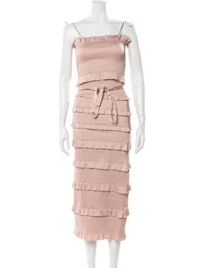 Pre-owned V. Chapman V-neck Midi Length Dress In Pink