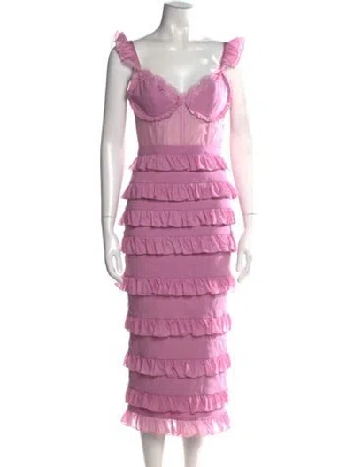 Pre-owned V. Chapman V-neck Midi Length Dress In Purple