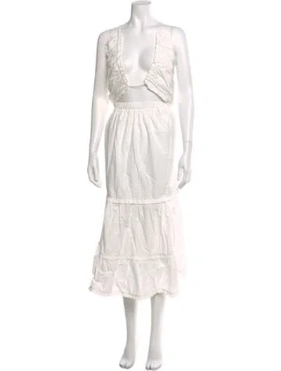 Pre-owned V. Chapman V-neck Midi Length Dress W/ Tags In White