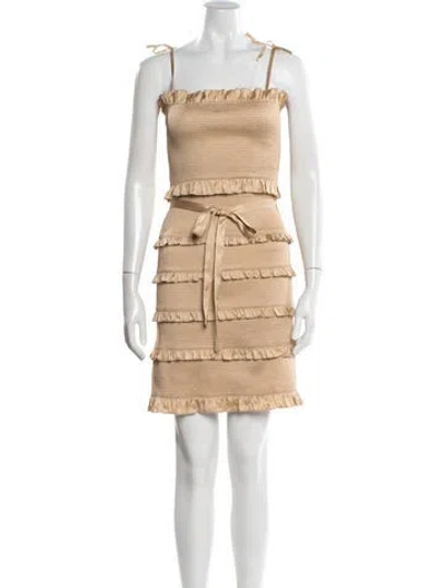 Pre-owned V. Chapman V-neck Mini Dress In Brown