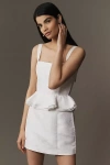V. Chapman Winter Sleeveless Peplum Brocade Mini Dress In White