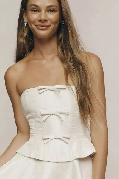 V. Chapman X Anthropologie Weddings Kinsley Peplum Corset Top In White