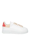 V Design Woman Sneakers White Size 8.5 Soft Leather In White