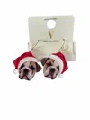 V Foxy Collection Women's Bull Dog Santa Holiday Earrings In Red In Red