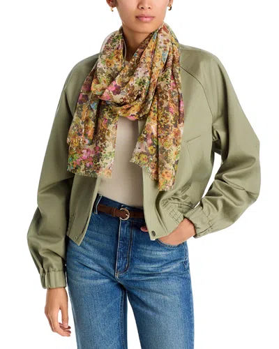 V Fraas Blurred Floral Scarf In Green