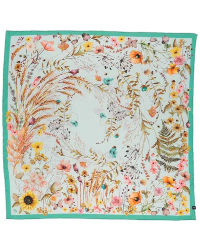 V Fraas V. Fraas Cottage Floral Square Silk Scarf In Blue