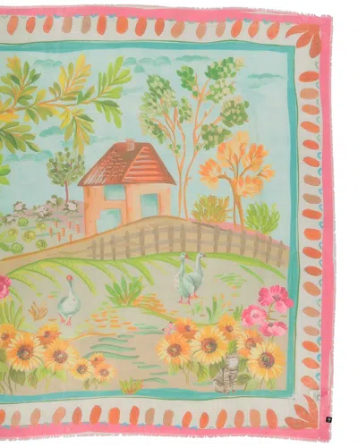 V Fraas V. Fraas Cottage Life Square Scarf In Green