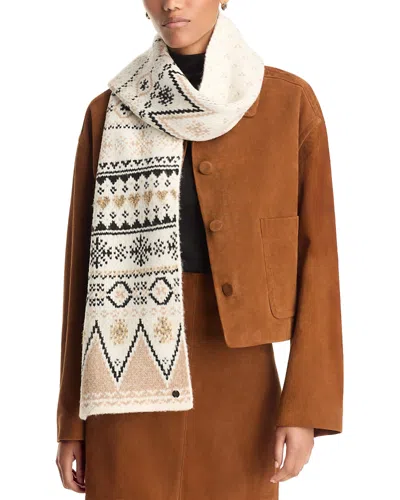 V Fraas Fair Isle Metallic Knit Scarf In Transparent