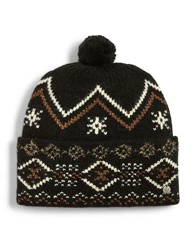 V Fraas Fair Isle Metallic Pom-pom Beanie - Exclusive In Black