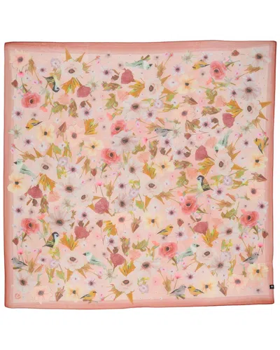 V Fraas V. Fraas Floral Birds Square Silk-blend Scarf In Multi